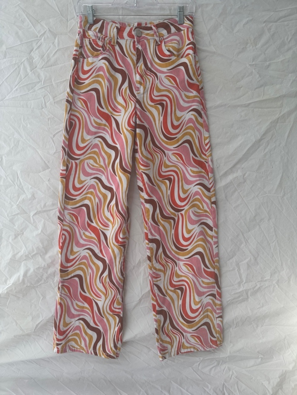 Rue21 Boho Multicolor Retro Swirl Festival Wide Leg Jeans
